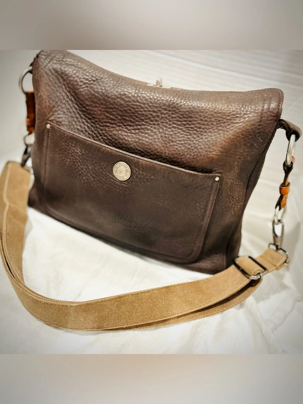 Vintage Y2K Coach 10130 Brown Chelsea Pebbled Leather Hobo Shoulder Bag Purse